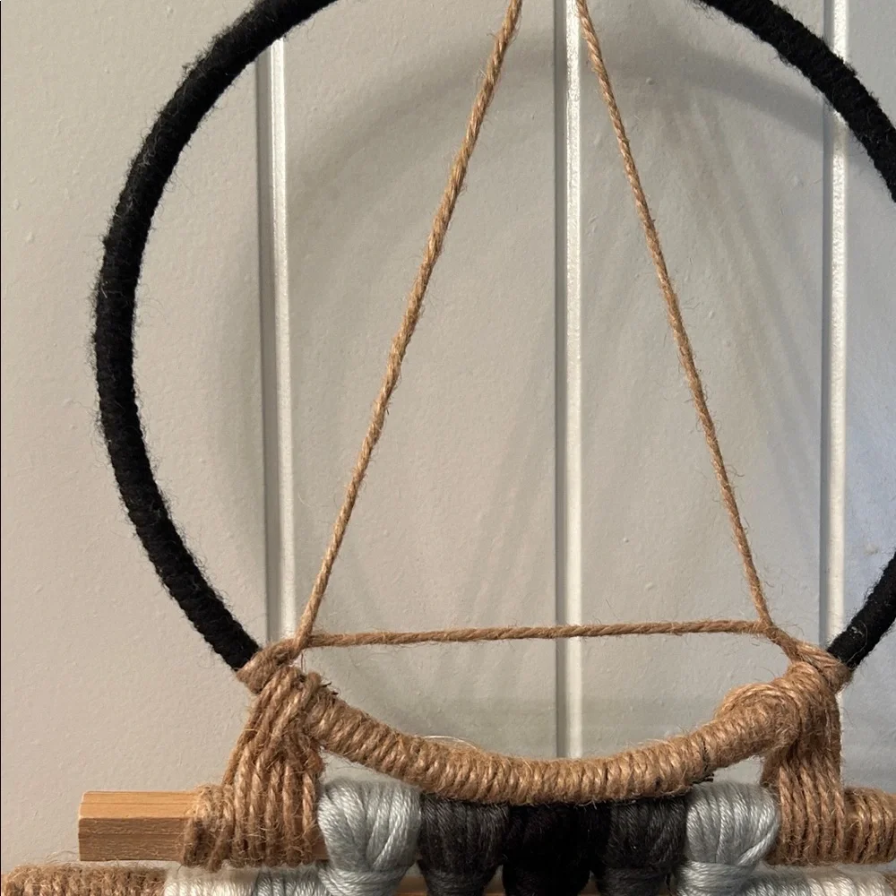 Bohemian Black and White yarn macrame Wall Hanging,Eclectic, Modern,
